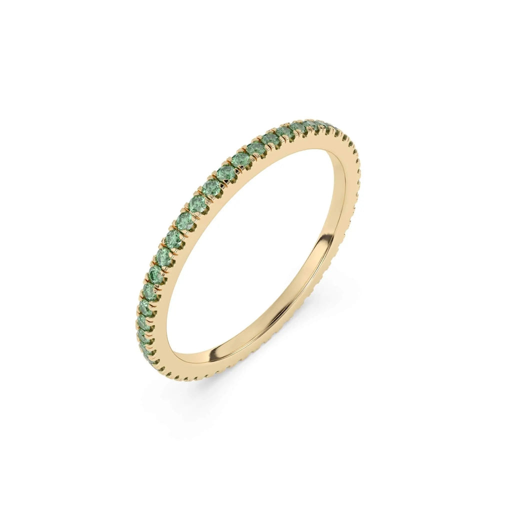 green stacking ring or eternity band in 14k yellow gold