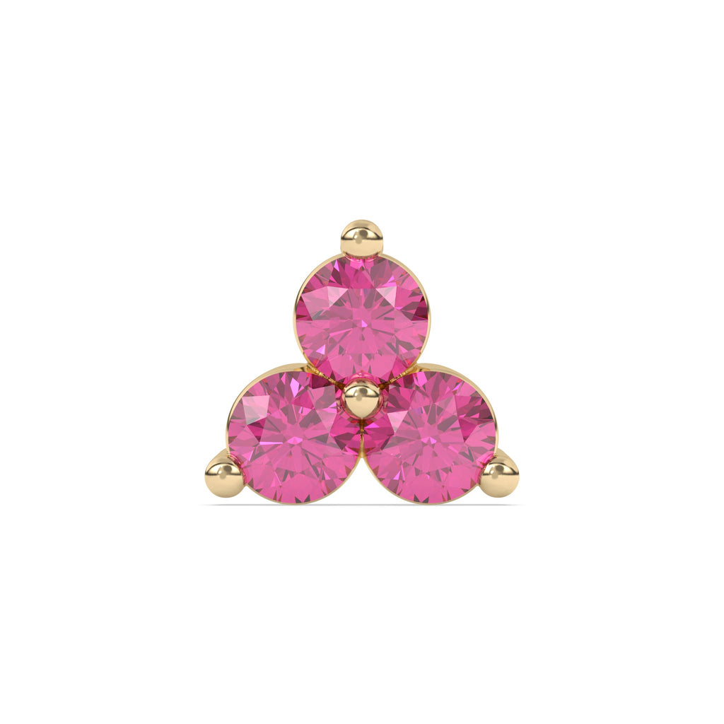pink sapphire triple stud earrings