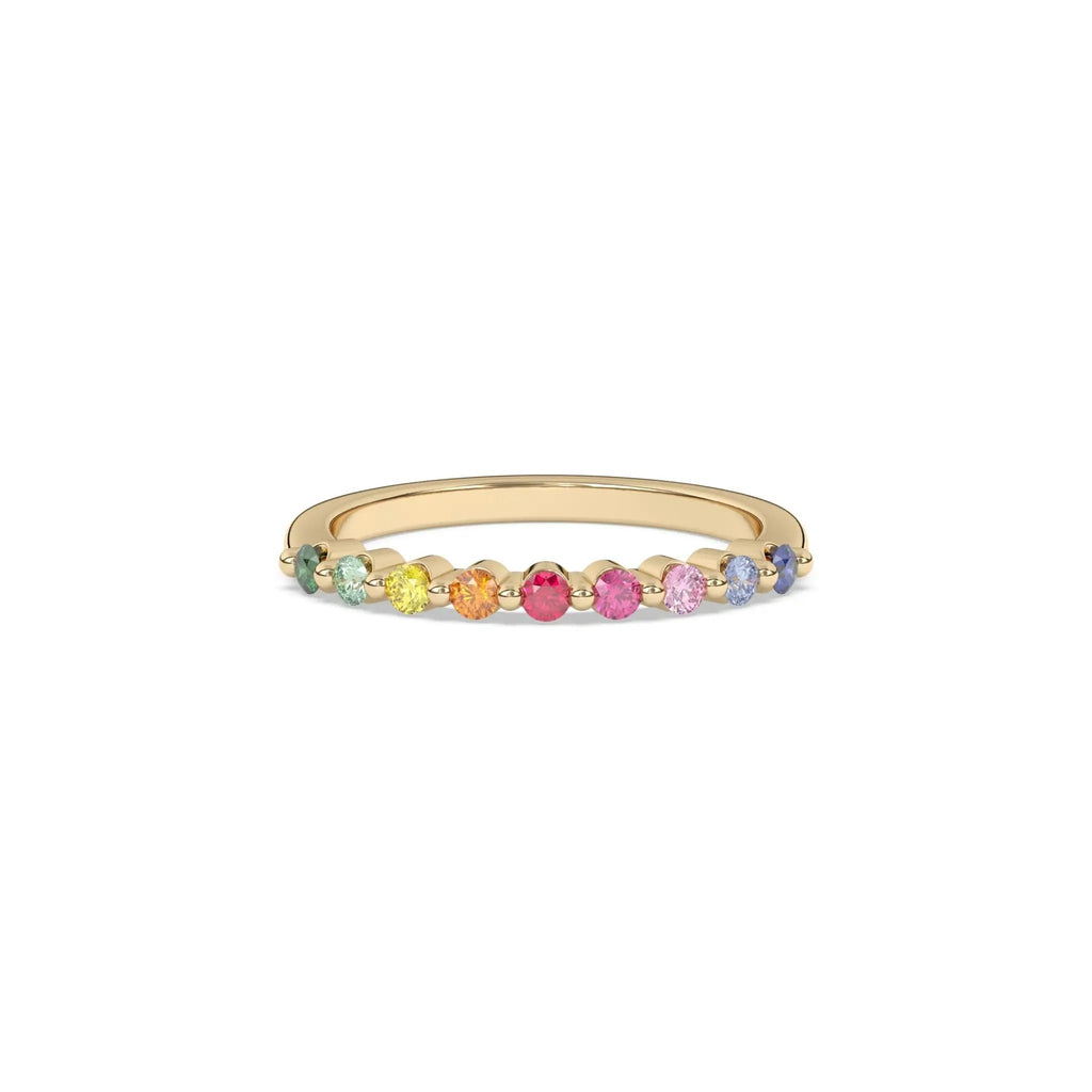 rainbow ring handmade with rainbow sapphires set in 14k solid gold