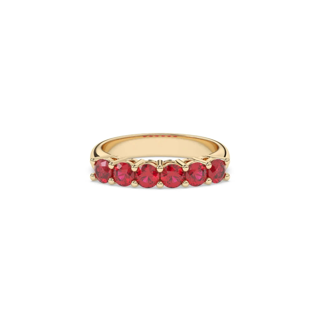 six stone ring handmade with rubies set in 14k solid gold