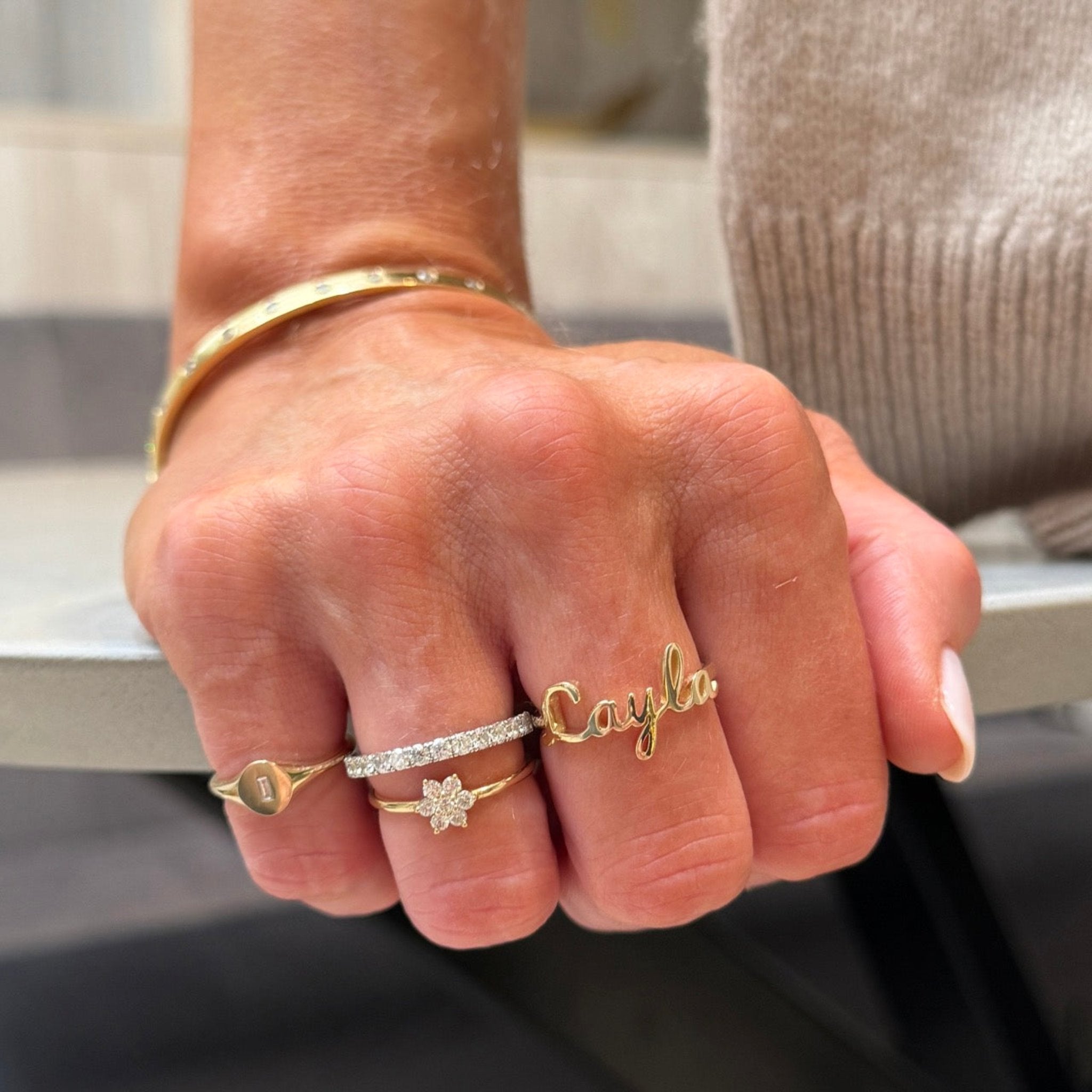 personalised name ring