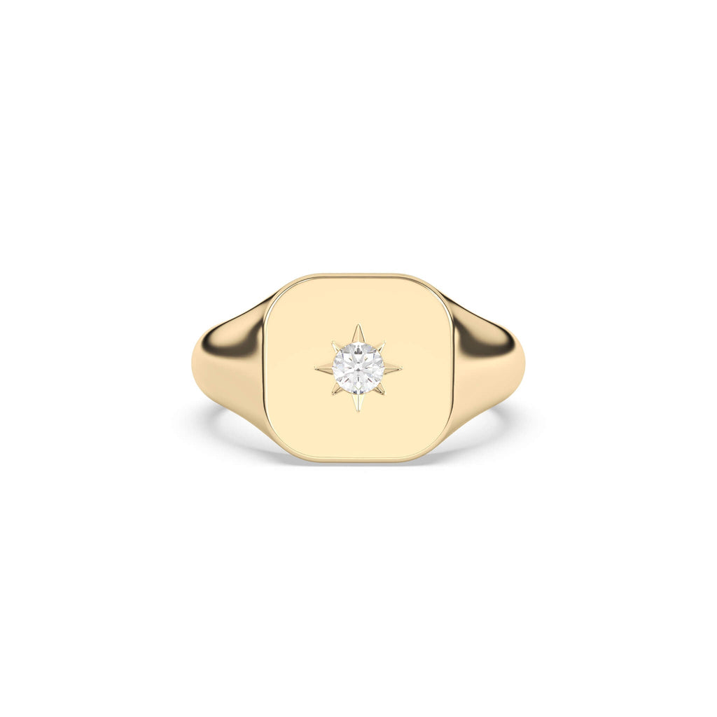 diamond star signet ring in 14k yellow gold