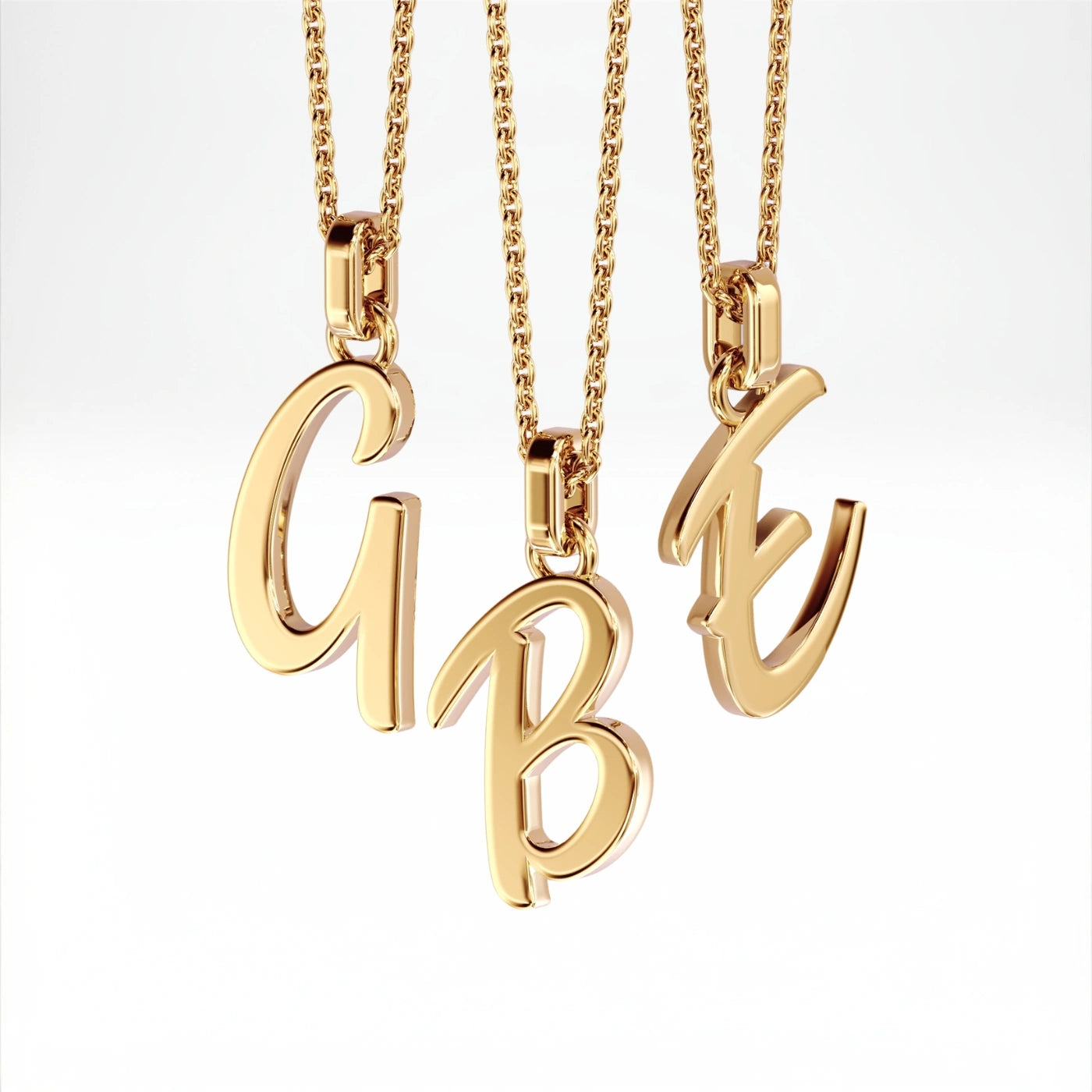 solid gold initial necklace in yellow gold by argent and asher