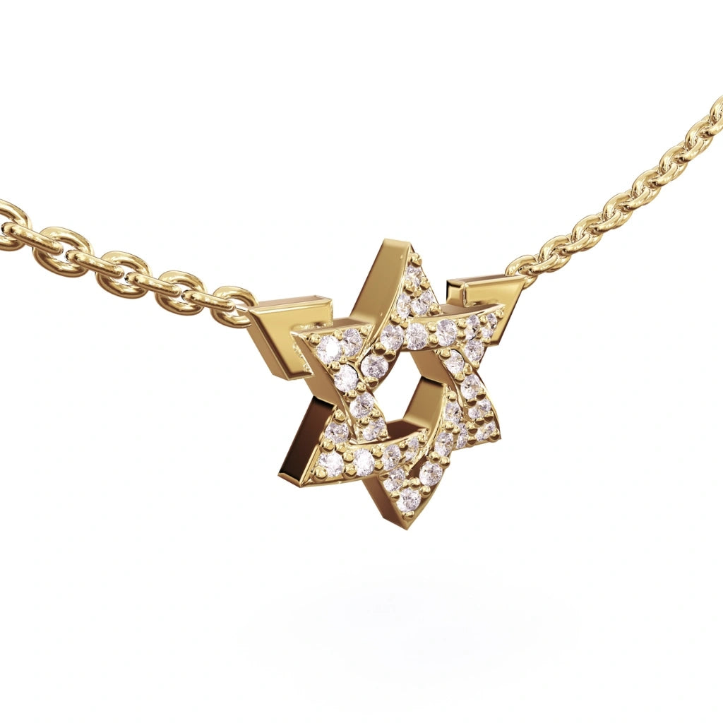 Star of David diamond necklace argent asher