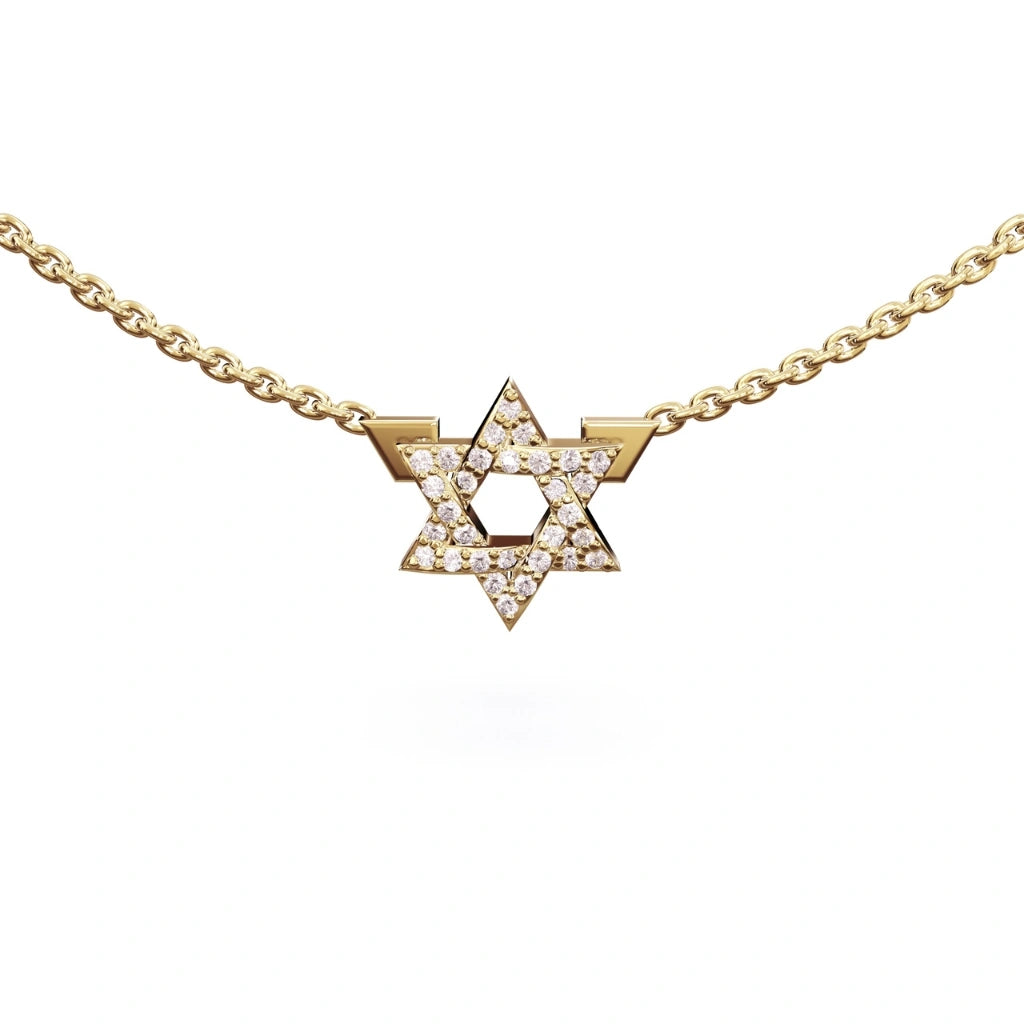 Star of David diamond necklace argent asher