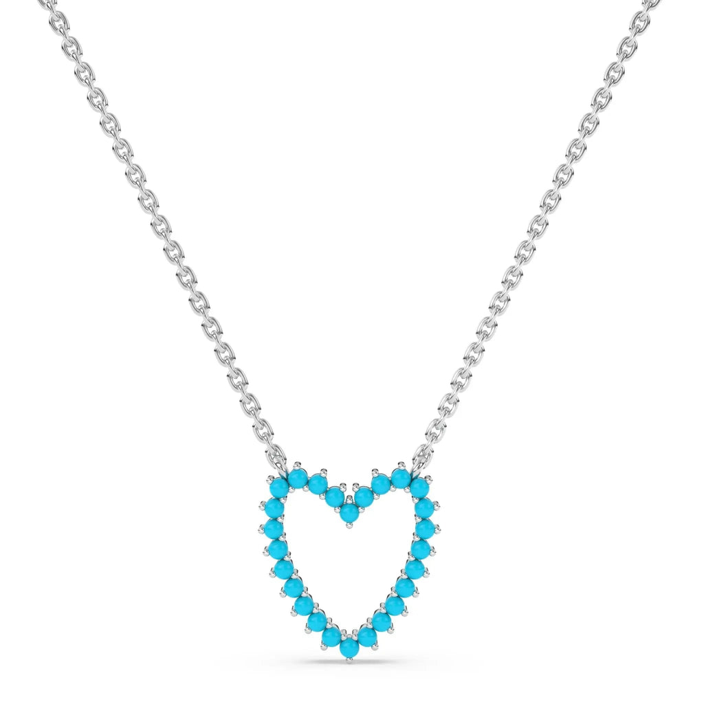 heart necklace handmade with turquoise set in 14k solid gold