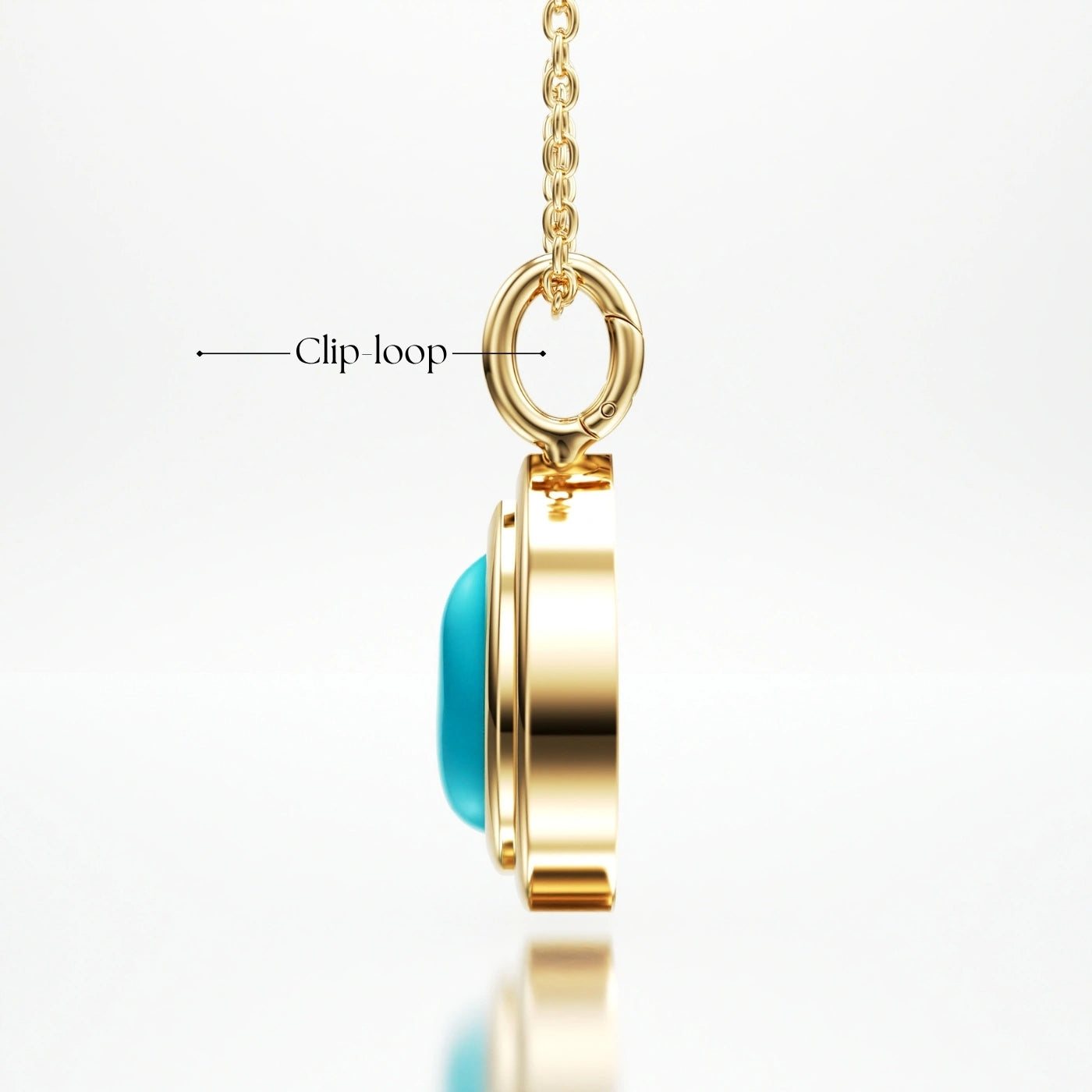 Turquoise Pendant Necklace with Clip Loop