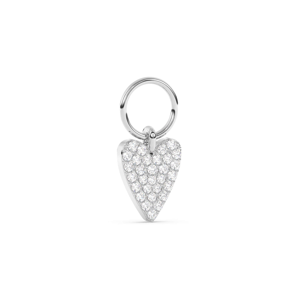 diamond heart earring charm set in 14k solid gold