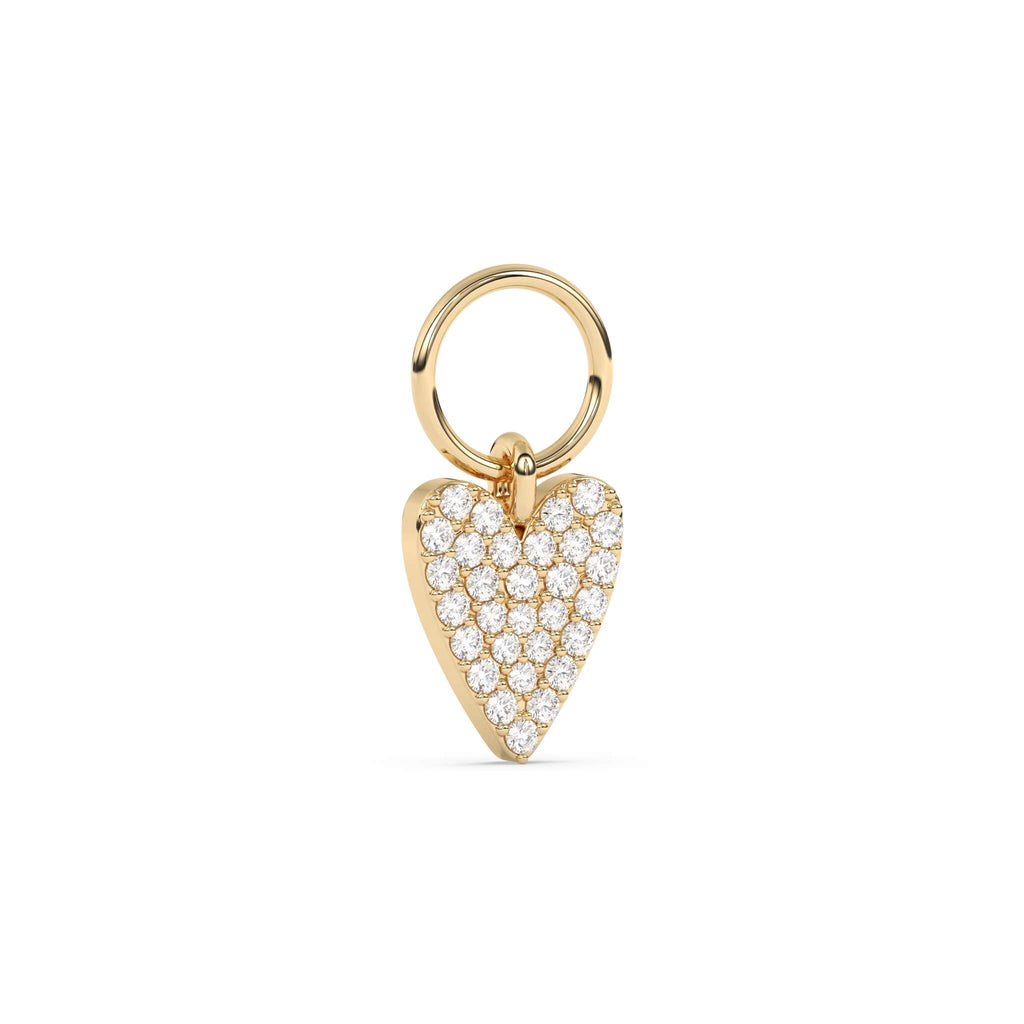 diamond heart earring charm set in 14k solid gold