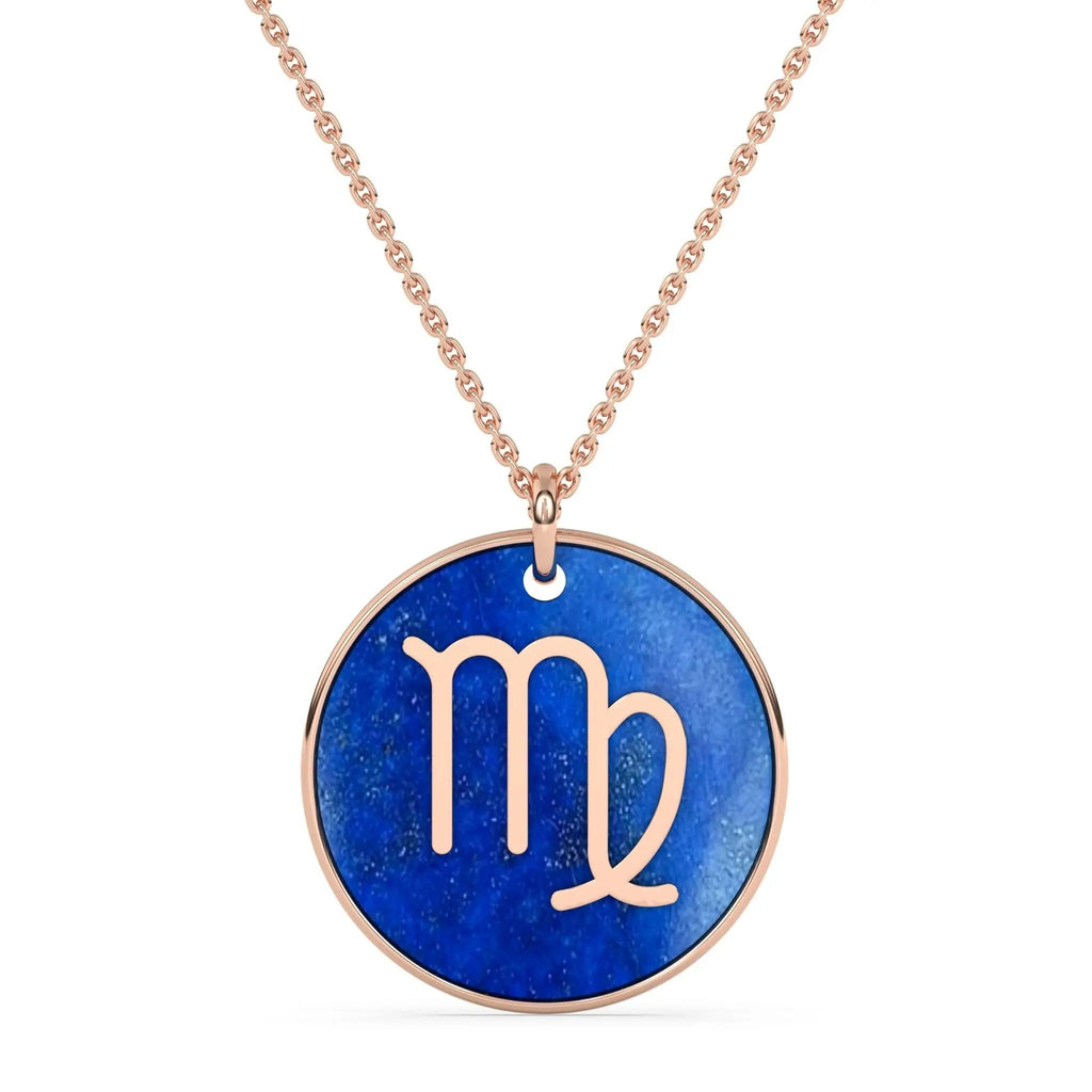 solid gold pendant zodiac necklace set in 14k solid gold