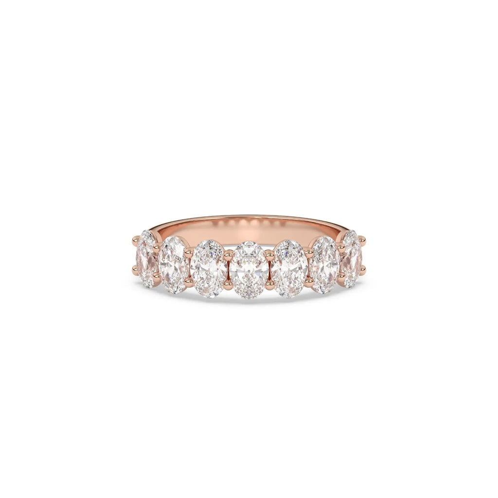 eternity ring handmade with oval cut white topaz set in 14k solid gold