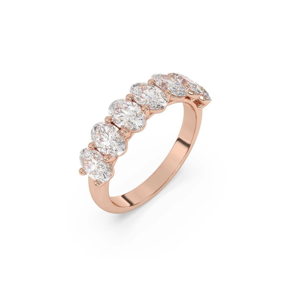 eternity ring handmade with oval cut white topaz set in 14k solid gold