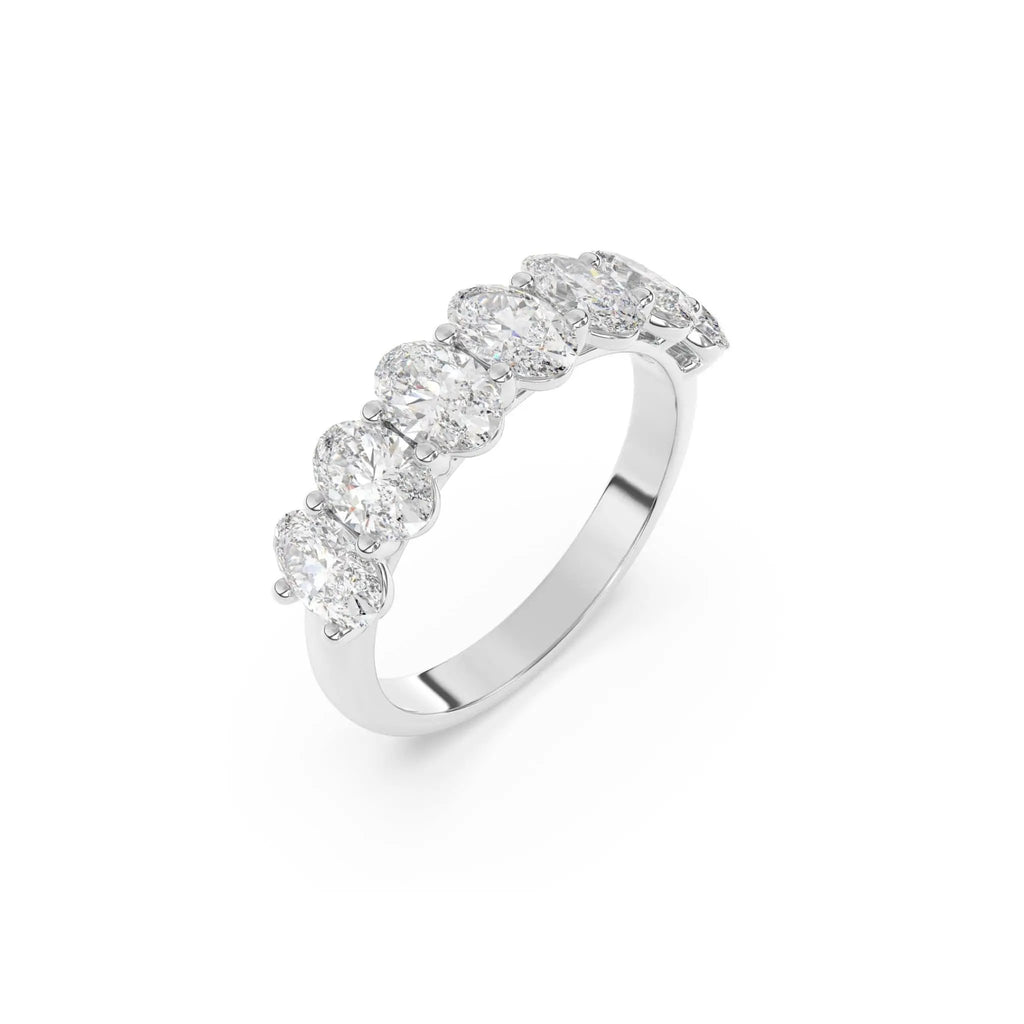 eternity ring handmade with oval cut white topaz set in 14k solid gold