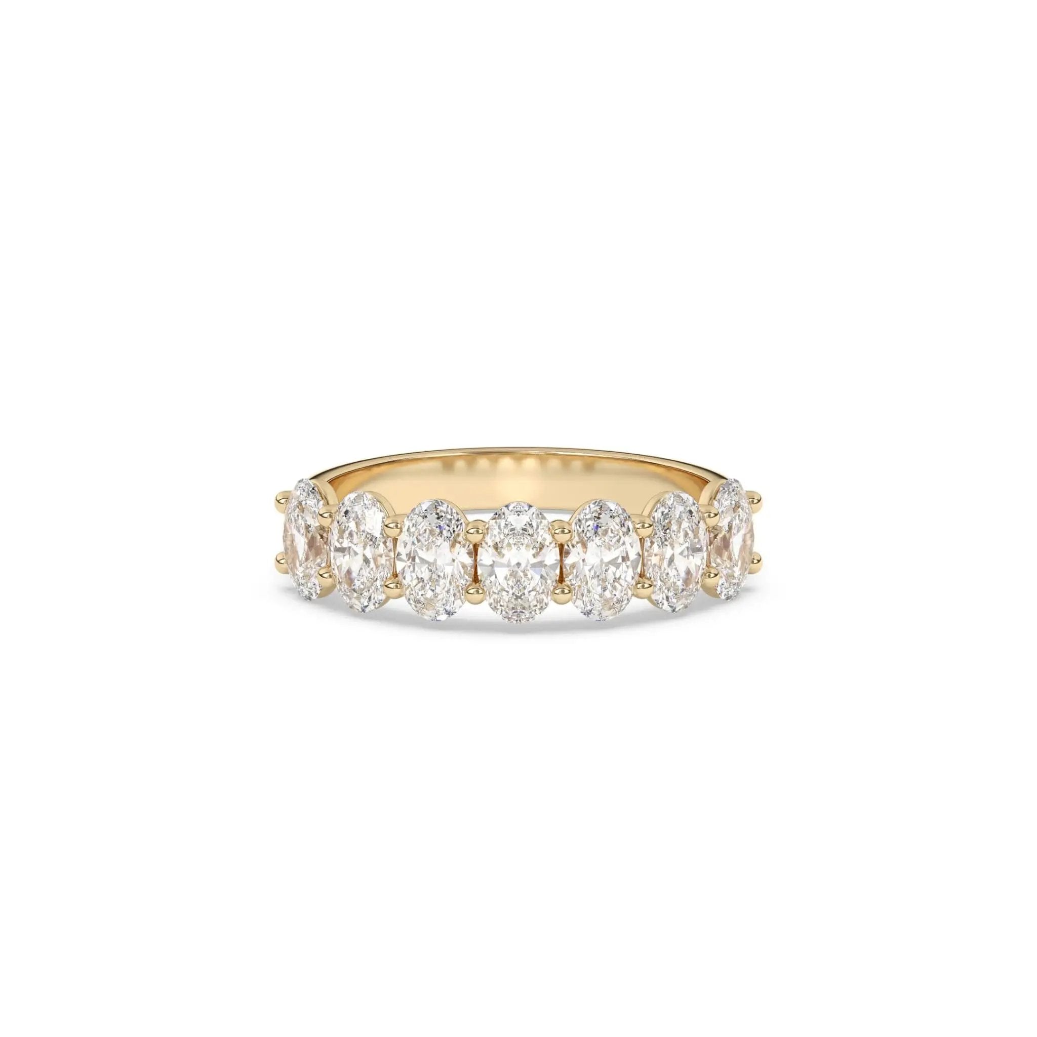 eternity ring handmade with oval cut white topaz set in 14k solid gold