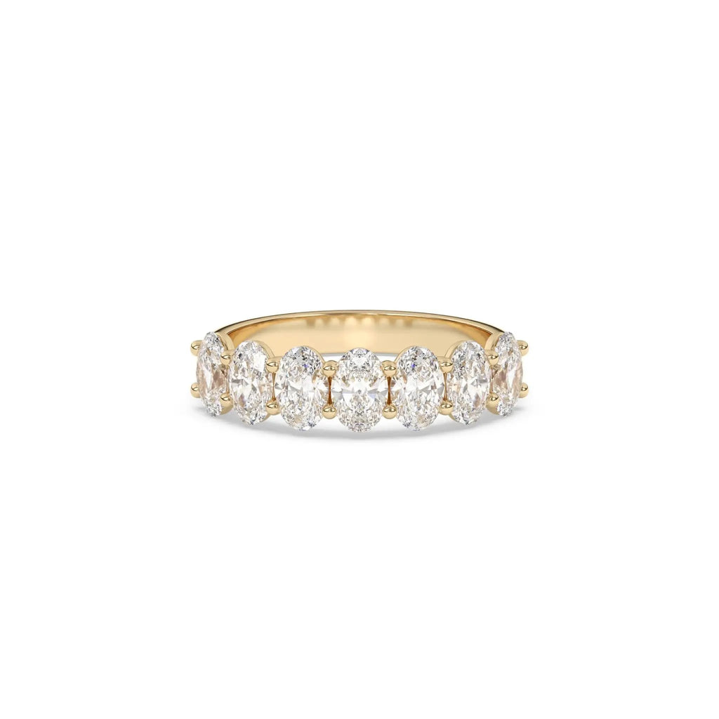 eternity ring handmade with oval cut white topaz set in 14k solid gold
