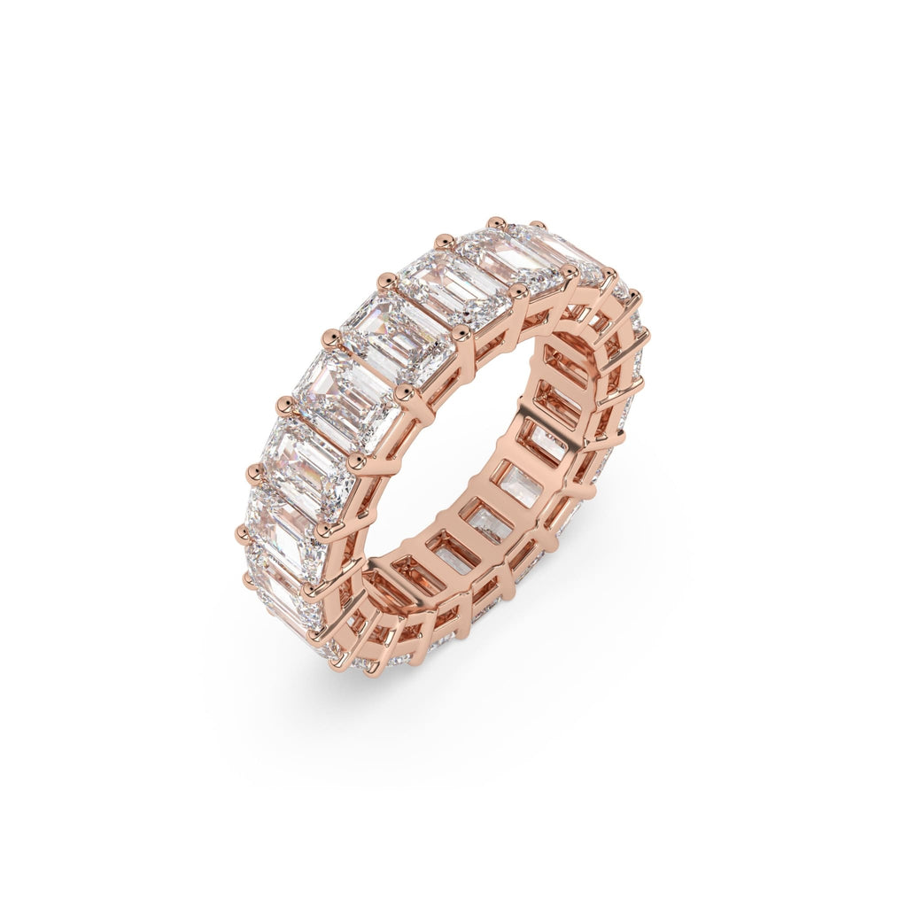 eternity ring handmade with emerald cut white topaz set in 14k solid gold