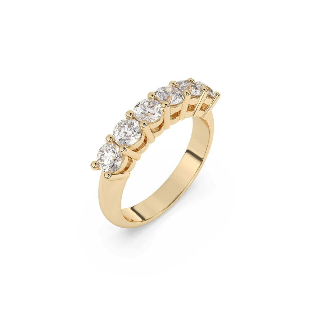 six stone ring handmade with white topaz set in 14k solid gold