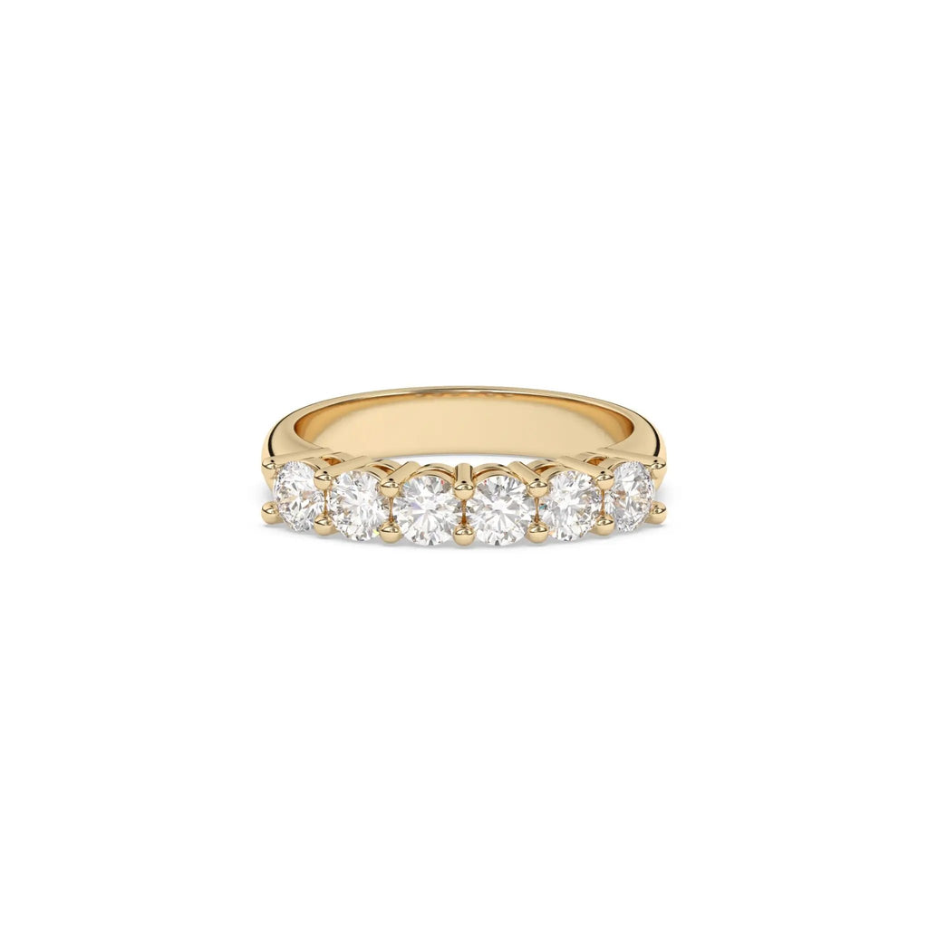 six stone ring handmade with white topaz set in 14k solid gold