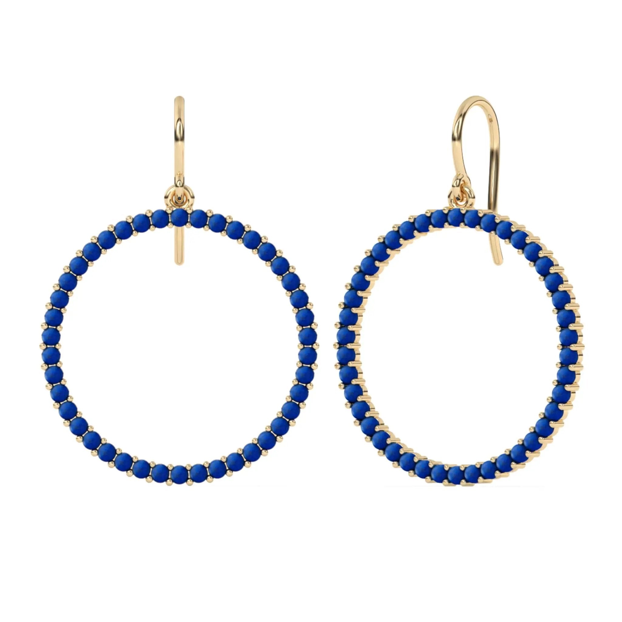 yellow gold lapis lazuli hoops