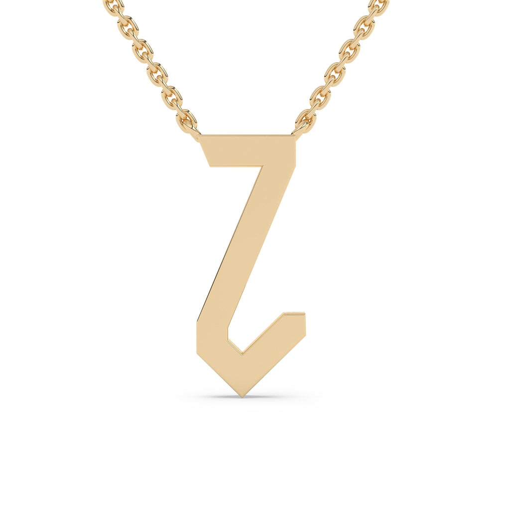 Yellow gold initial necklace letter Z