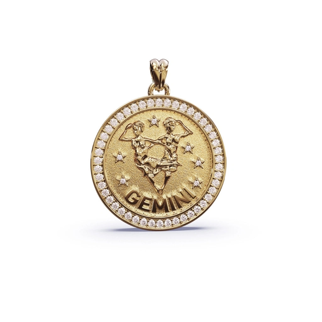 Gold pendant with 'Gemini' design