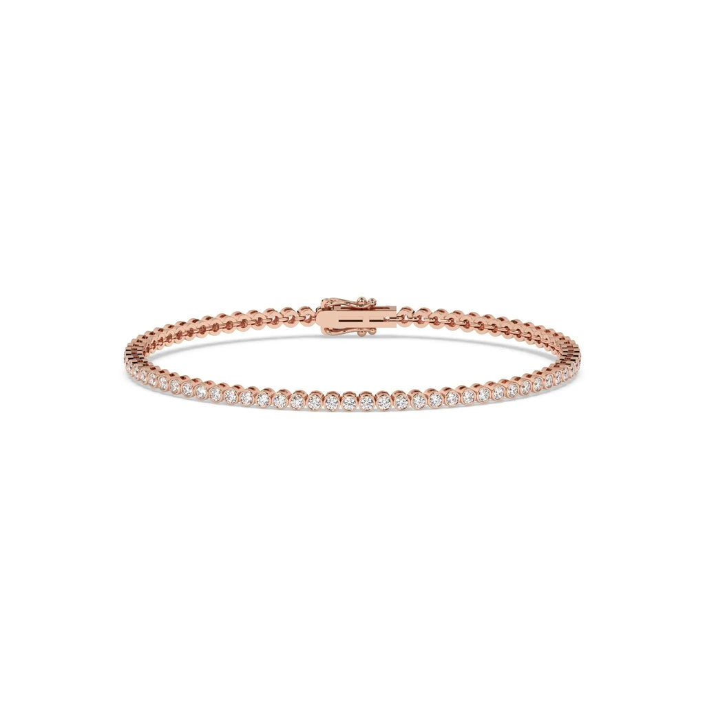 diamond bezel set tennis bracelet handmade in 18k solid gold 