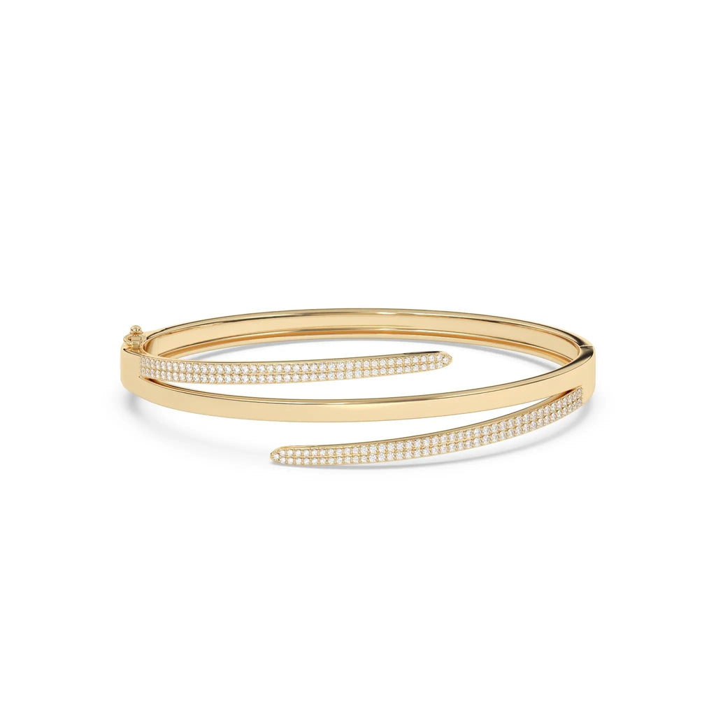 diamond twist bangle handmade in 14k solid gold