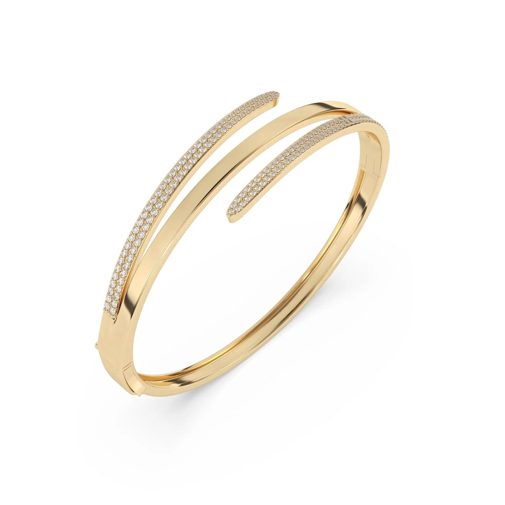 diamond twist bangle handmade in 14k solid gold