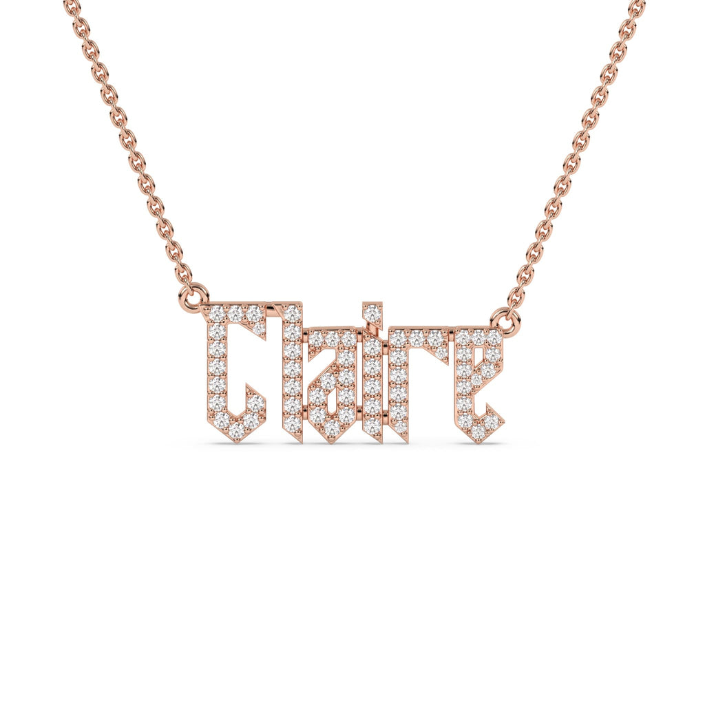 gold name necklace with diamonds