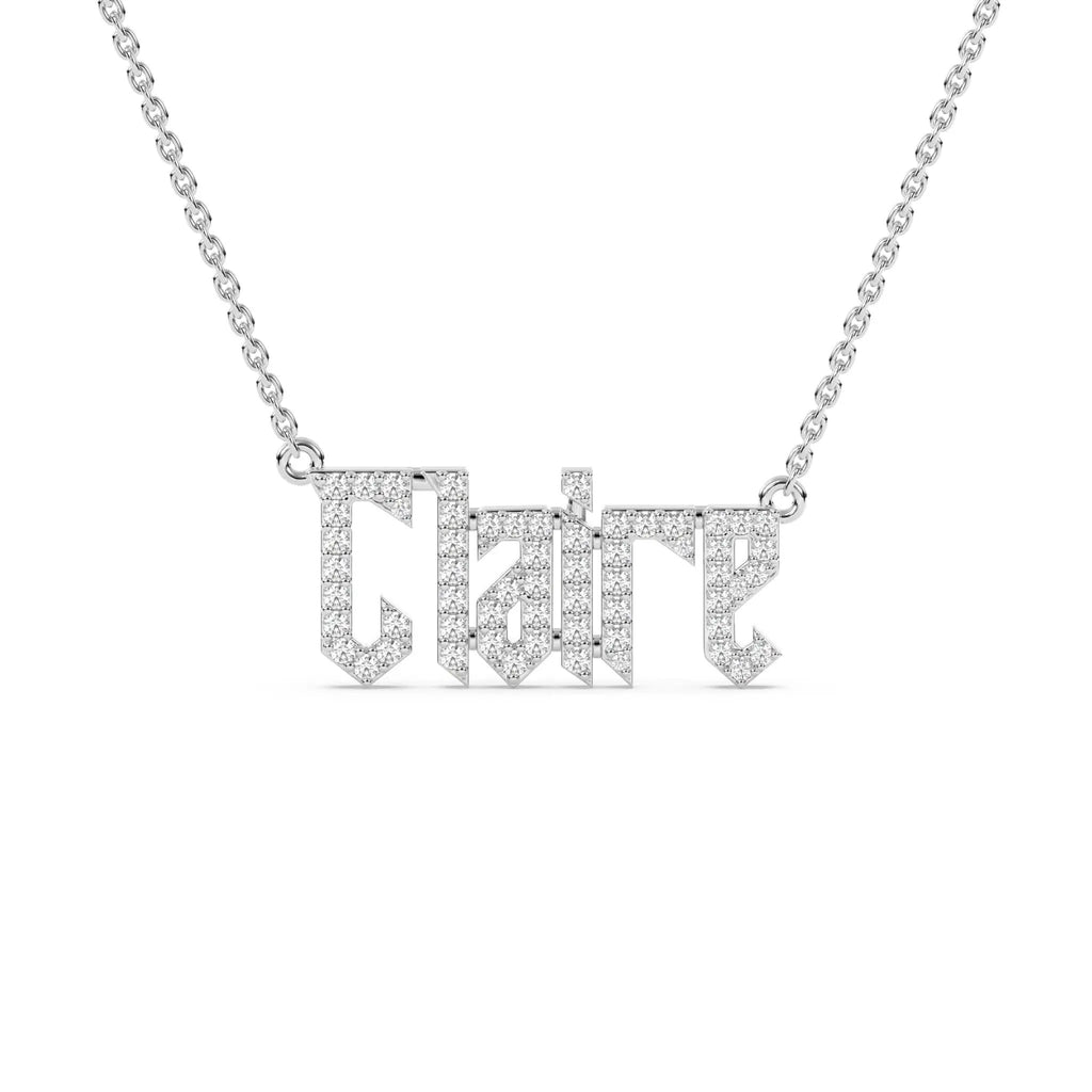 gold name necklace with diamonds