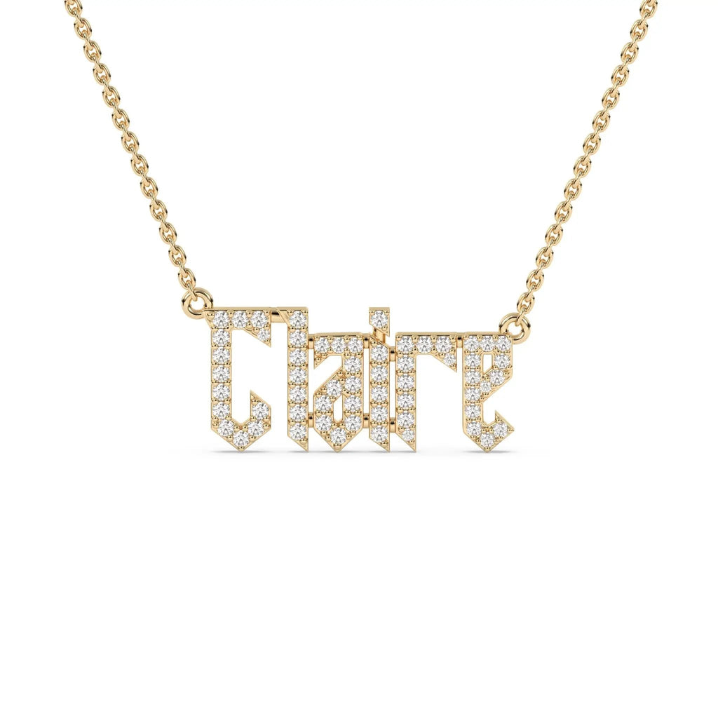 gold name necklace with diamonds