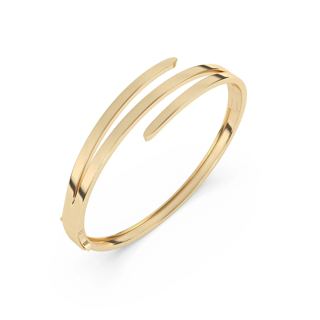gold twist bangle handmade in 14k solid gold