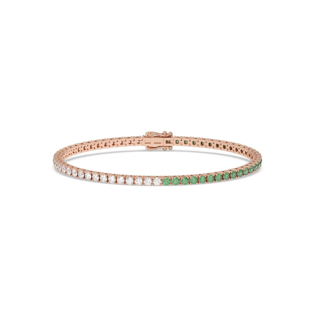 white and green topaz tennis bracelet handmade in 14k solid gold