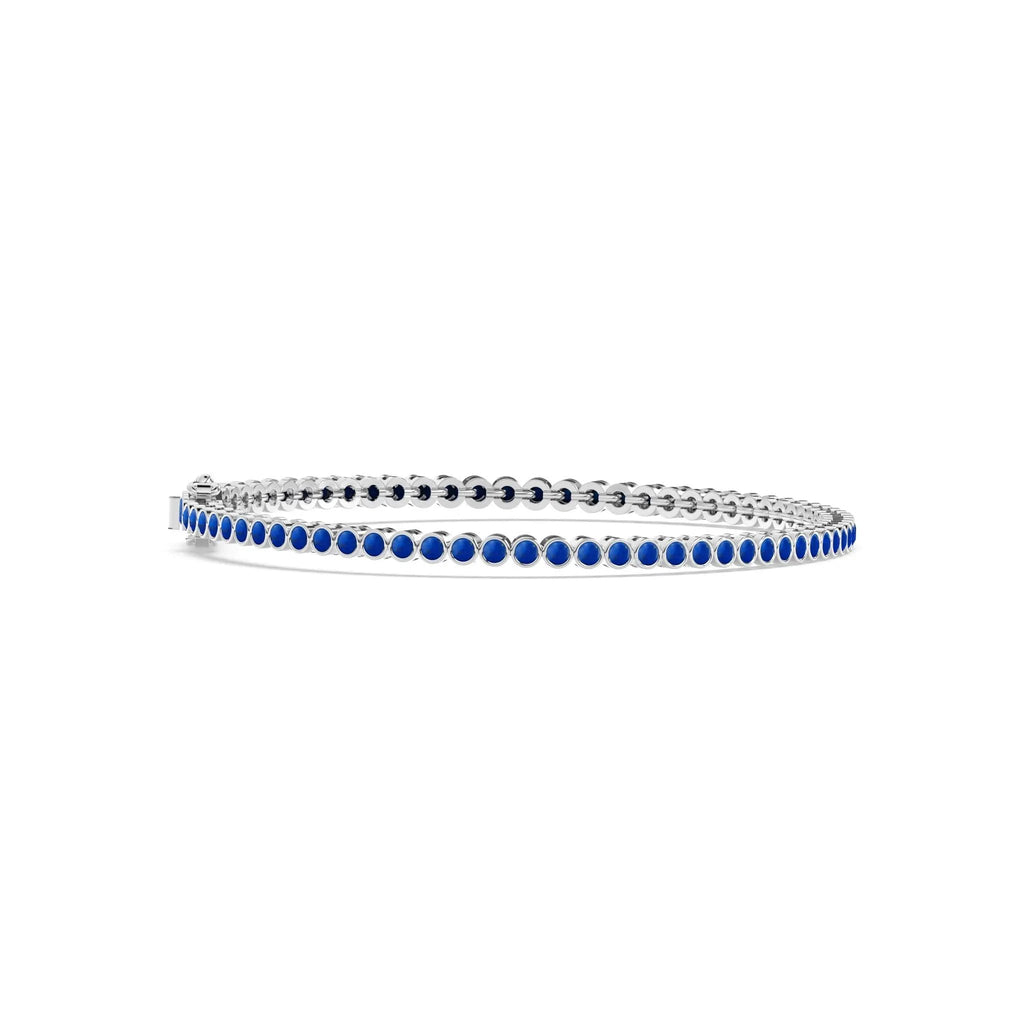 lapis bezel set tennis bracelet handmade in 14k solid gold