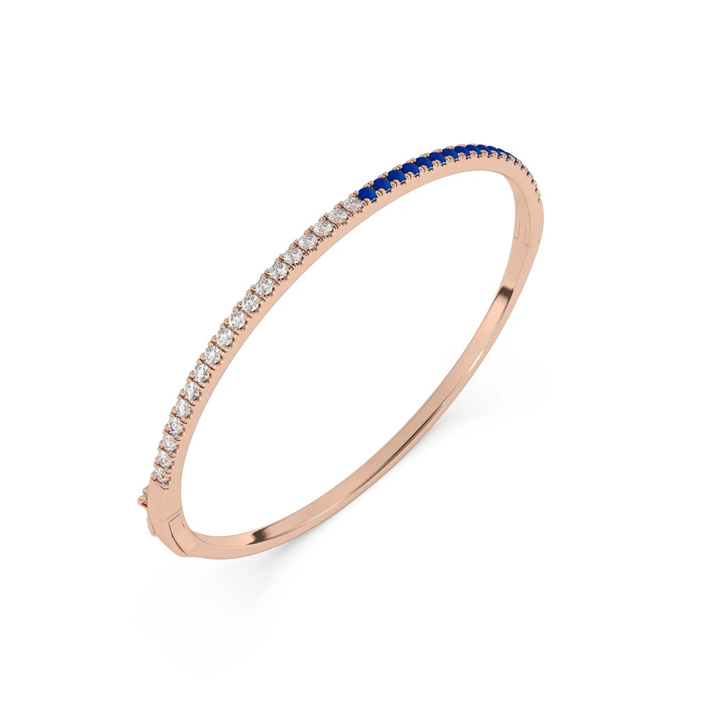 diamond and lapis bangle handmade in 14k solid gold