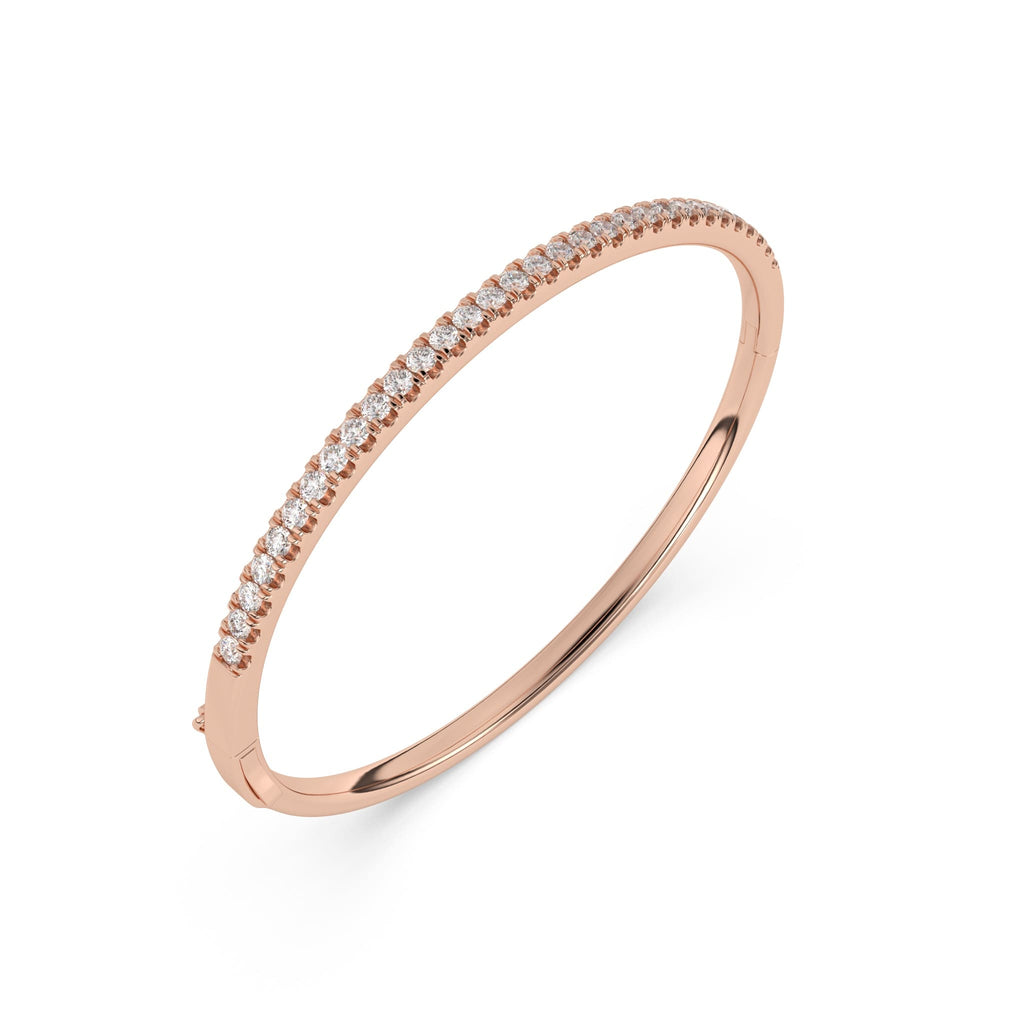 Solid Gold Bangle with diamonds handmade in 18k solid rose gold