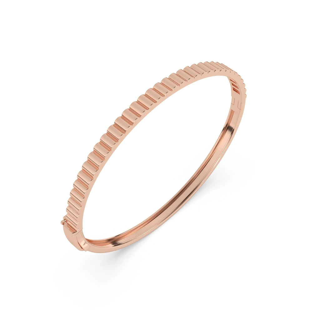 fluted bangle handmade in 14k solid gold 