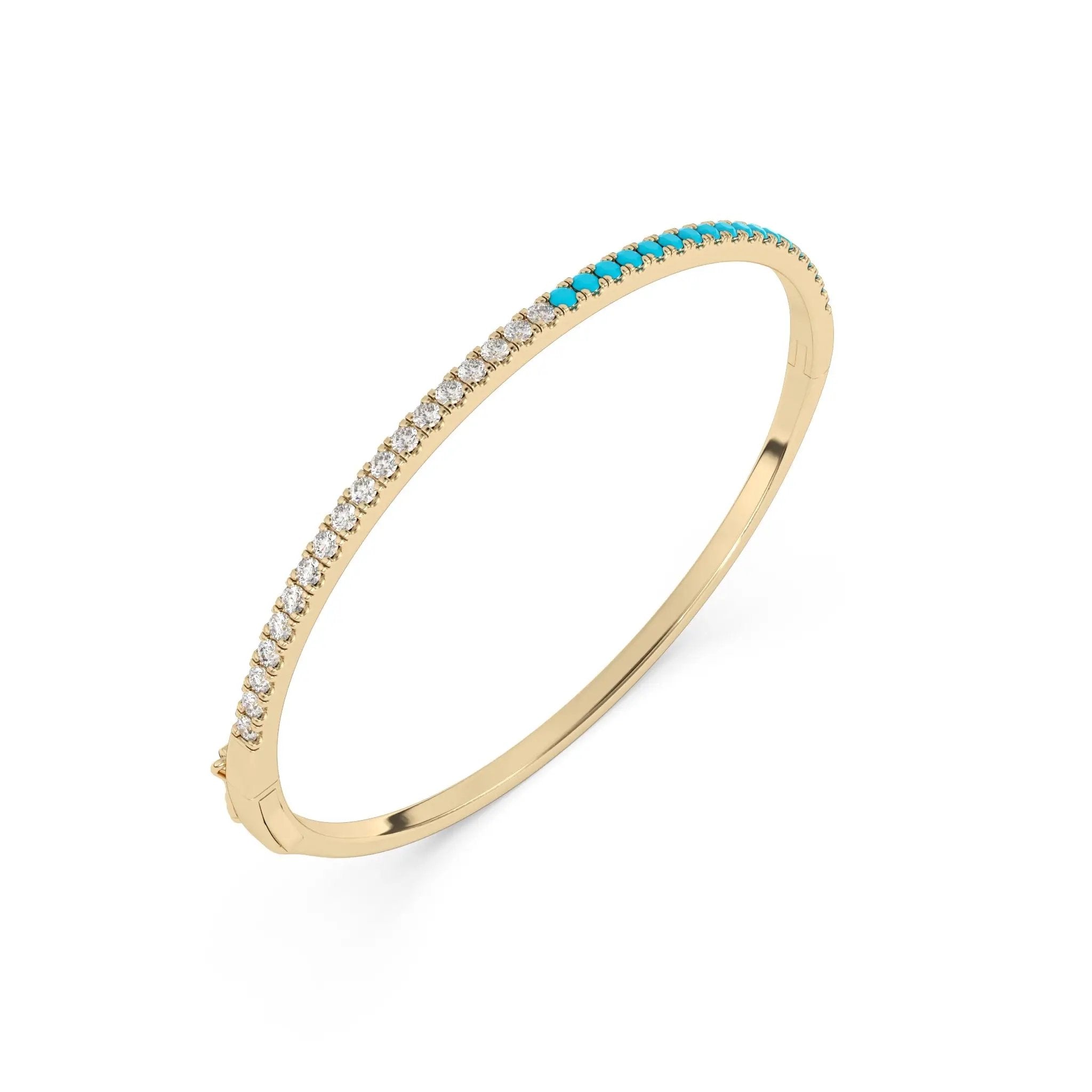 Solid Gold Bangle with Diamonds