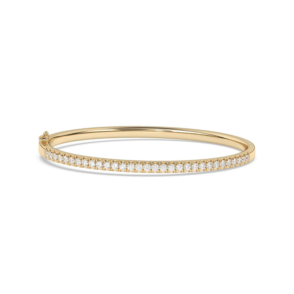 Solid Gold Bangle with diamonds handmade in 18k solid gold